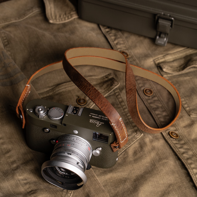 Full Leather Camera Neck Strap 006 (Cura Split Rings)